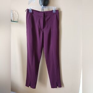 TIBI Beatle Stretch Crepe Straight Leg Pants Trousers Burgundy Org $425